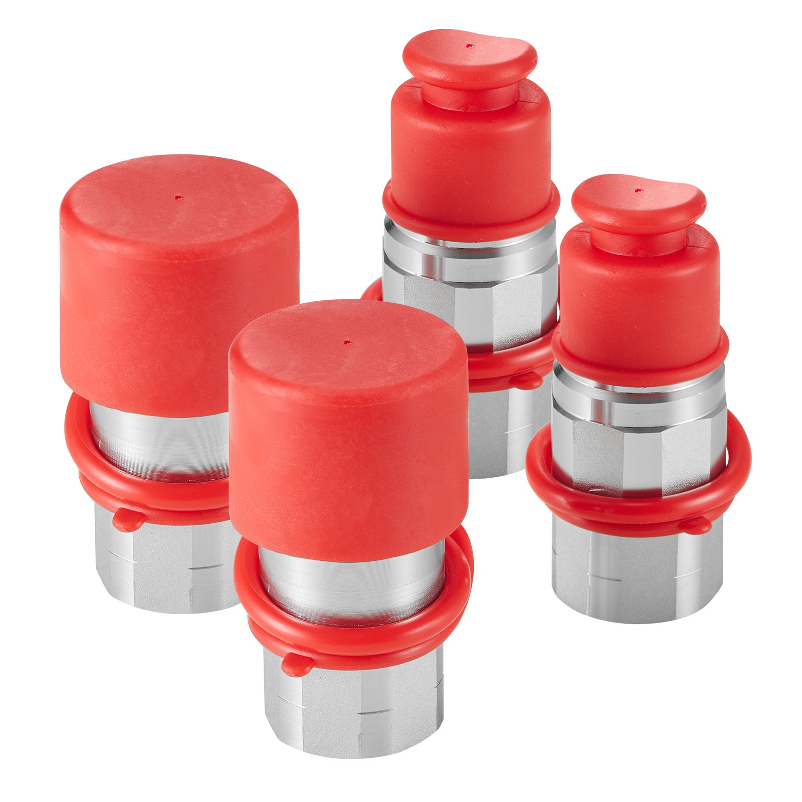 VEVOR Acopladores hidráulicos de cara plana de 1/2", Acopladores hidráulicos de conexión rápida para minicargador NPT de 1/2" con 4 tapas antipolvo (ISO16028)