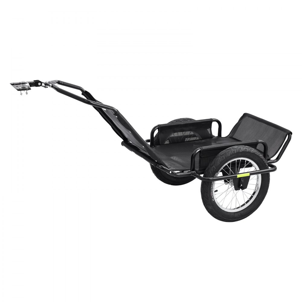 VEVOR Remolque para Bicicleta 145 kg con Ruedas Anchas de 40,6 x 7,6 cm, con Plataforma de 116,1 x 47 x 14 cm, Malla PVC, Reflectores y Protector de Acero para Caza, Camping y Transporte Agrícola