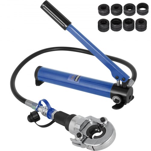 VEVOR Alicate Hidráulica con 8 Matrices Extraíbles 16 - 32 mm, Crimpadora Hidráulica 6 toneladas de Fuerza de Presión, Separador de Alicates de Cabezal 360° para Terminales Cables de Cobre Aluminio