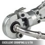 VEVOR Alicate Hidráulica con 9 Matrices Extraíbles, Giratorio 360 °, Separador de Alicates con Fuerza de Presión 6 T, Crimpadora Hidráulica Apta para Racores en Forma de V/TH de 12-28 mm / 16-32 mm