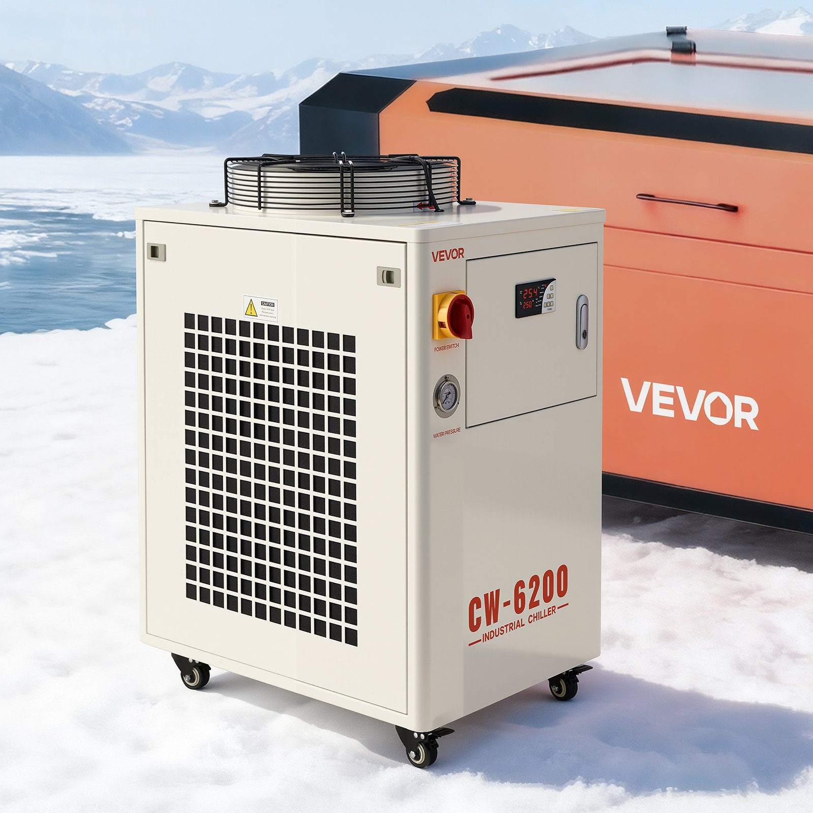 VEVOR Enfriador de Agua Industrial 17.060 BTU/h, Sistema de Enfriamiento de Enfriador de Agua con Compresor, Caudal Máximo de 18,5 GPM Tanque de 15 L, para Máquina de Grabado y Corte Láser de CO2