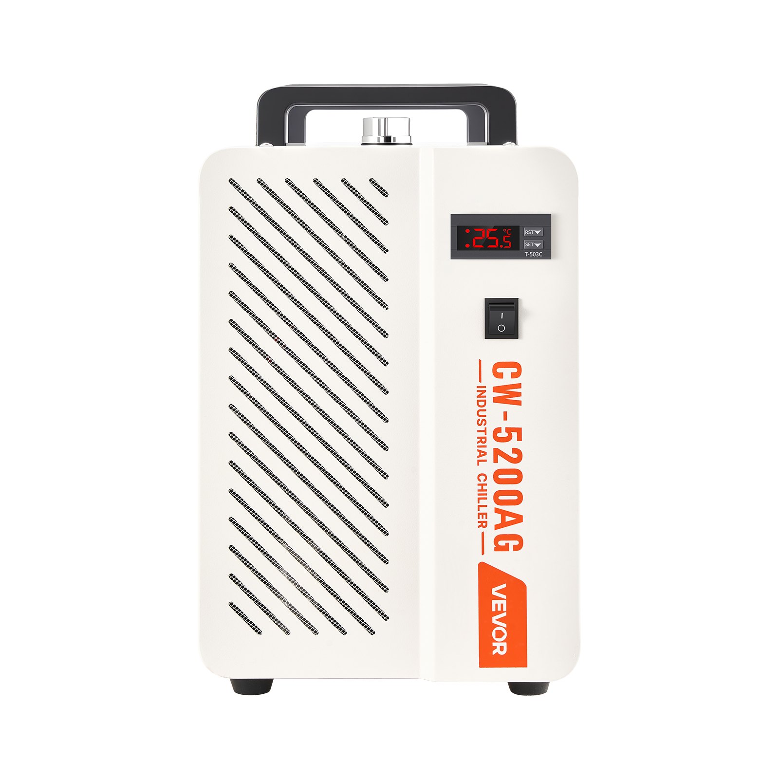 VEVOR Enfriador de Agua Industrial 5460 BTU/h, Sistema de Enfriamiento de Enfriador de Agua con Compresor, Caudal Máximo de 3,4 GPM, Tanque de 7 L, para Máquina de Grabado y Corte Láser de CO2