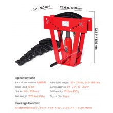 VEVOR Dobladora de Tubos Hidráulica 13-76 mm Carga de 16 T con 8 Troqueles