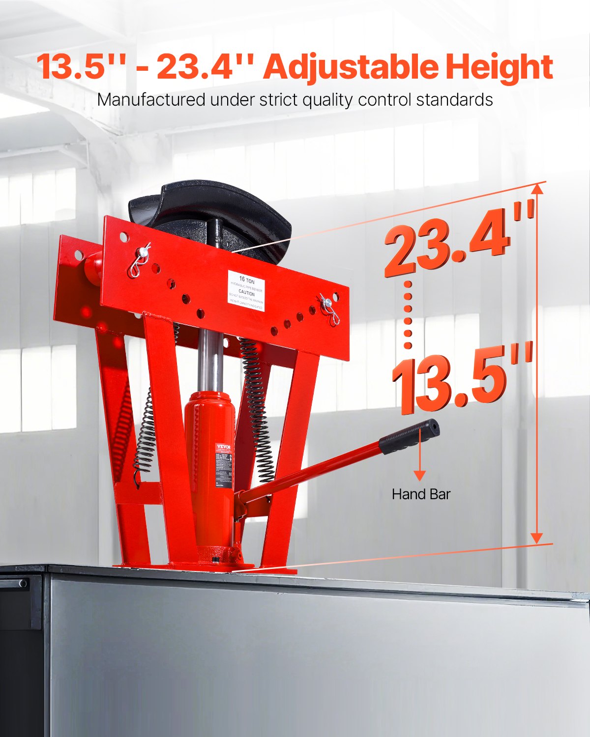 VEVOR hydraulic pipe bending machine, 16-ton pipe bending device, pipe bender with 8 dies (1/2, 3/4, 1, 1-1/4, 1-1/2, 2, 2.5, 3 inch), 90-180° adjustable rollers for bending various types of metal