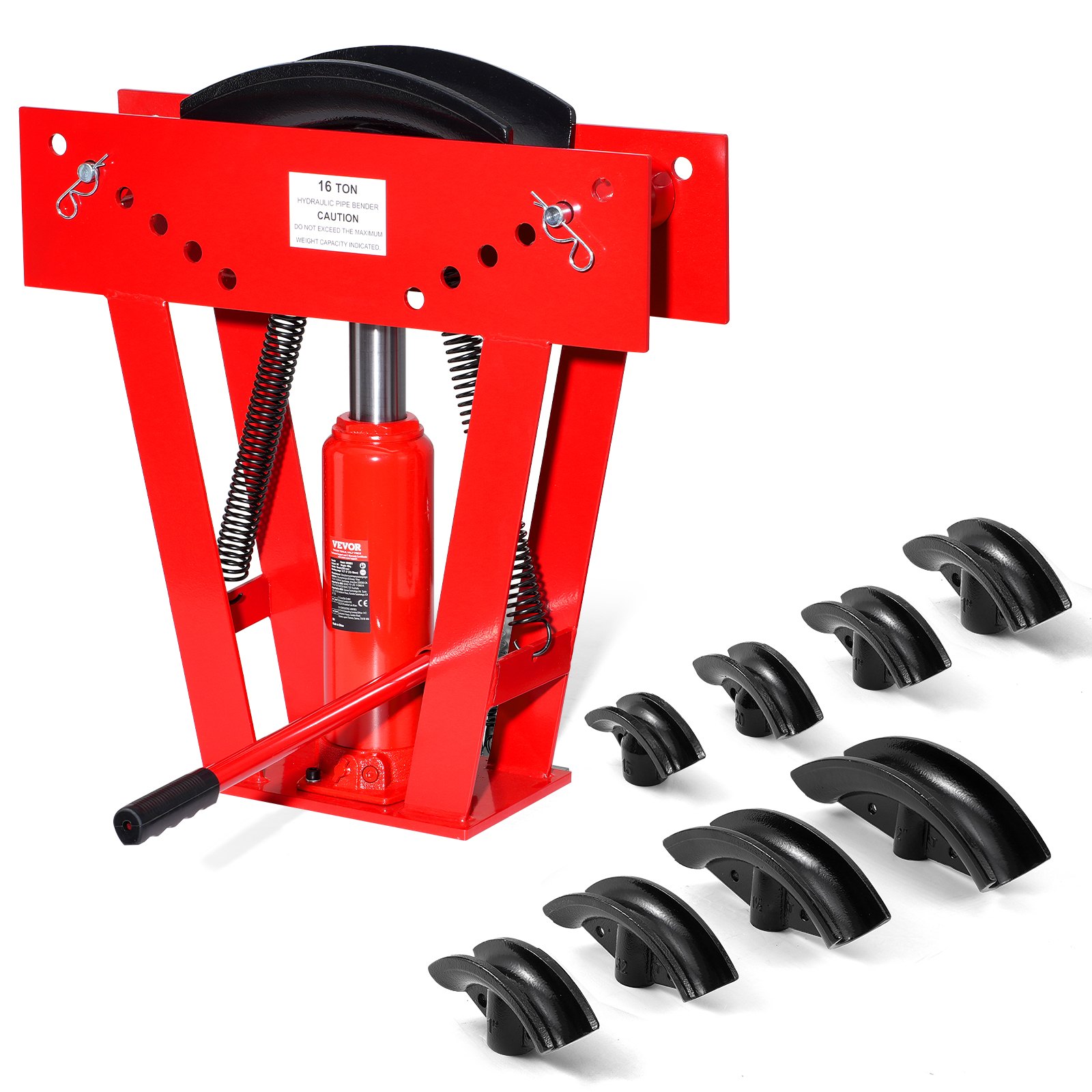 VEVOR hydraulic pipe bending machine, 16-ton pipe bending device, pipe bender with 8 dies (1/2, 3/4, 1, 1-1/4, 1-1/2, 2, 2.5, 3 inch), 90-180° adjustable rollers for bending various types of metal