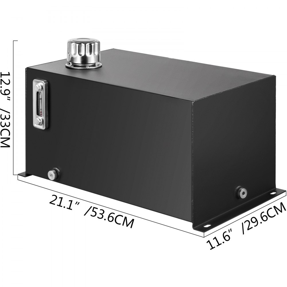 VEVOR Depósito de Fluido Hidráulico 37,8 L Tanque de Combustible de Acero Tanque de Transferencia de Gasolina con Filtro Medidor de Temperatura Tapa de Respiradero para Tractores y Camiones, Negro