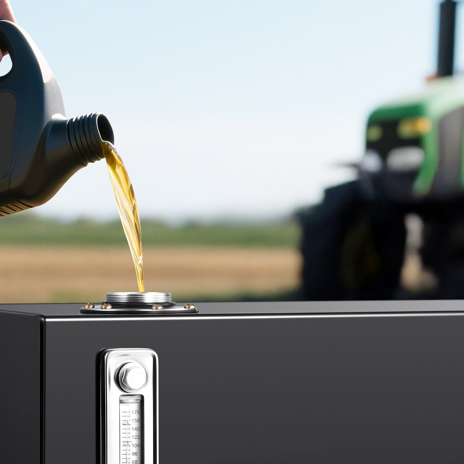 VEVOR Depósito de Fluido Hidráulico 37,8 L Tanque de Combustible de Acero Tanque de Transferencia de Gasolina con Filtro Medidor de Temperatura Tapa de Respiradero para Tractores y Camiones, Negro