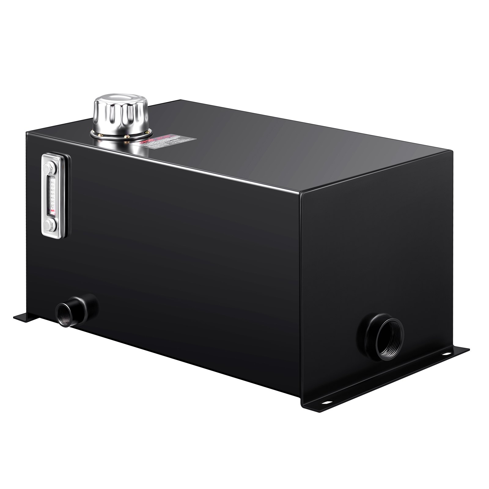 VEVOR Depósito de Fluido Hidráulico 37,8 L Tanque de Combustible de Acero Tanque de Transferencia de Gasolina con Filtro Medidor de Temperatura Tapa de Respiradero para Tractores y Camiones, Negro