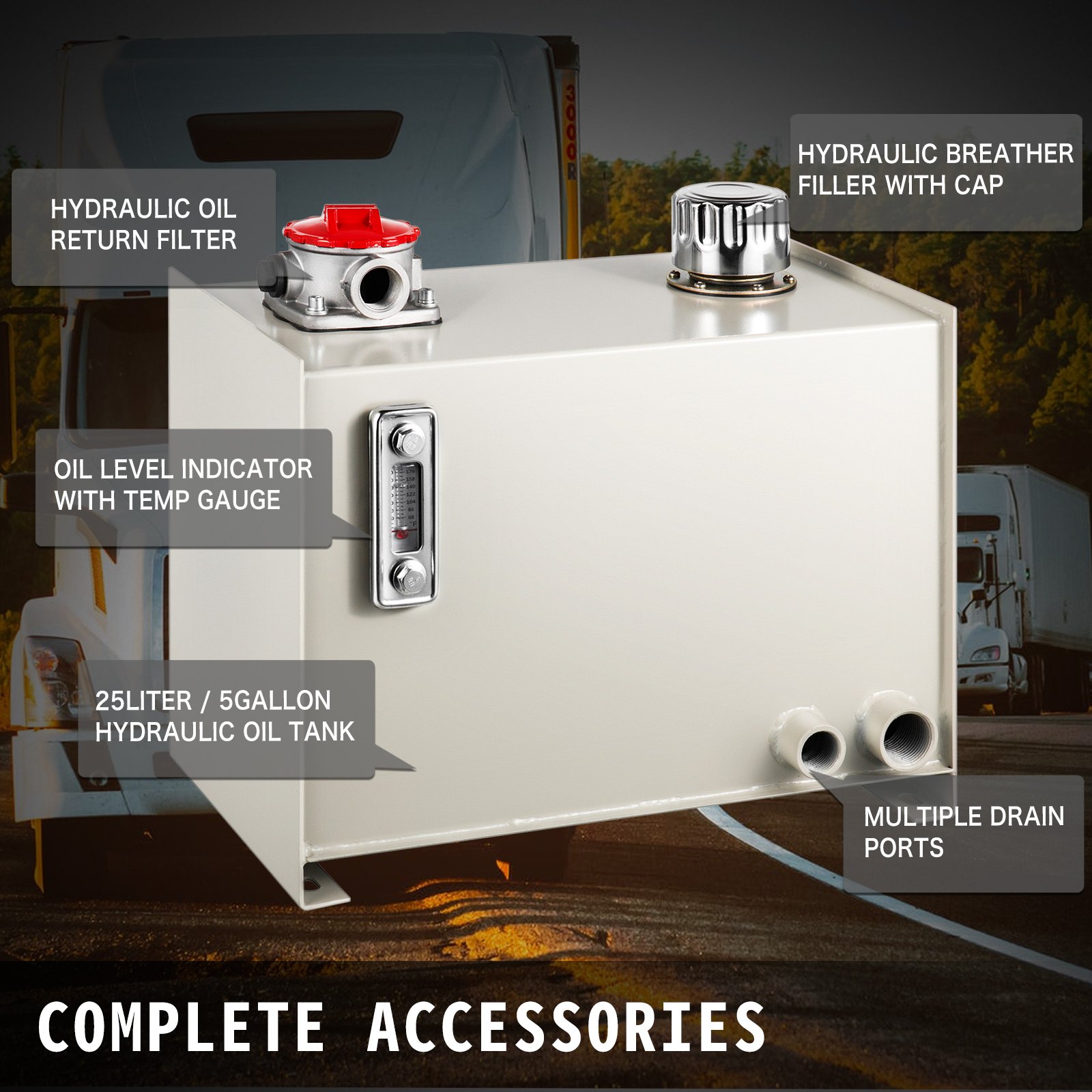 Tanque De Aceite Hidráulico, Tanque De Combustible 25 L, Con Indicador Y Filtro