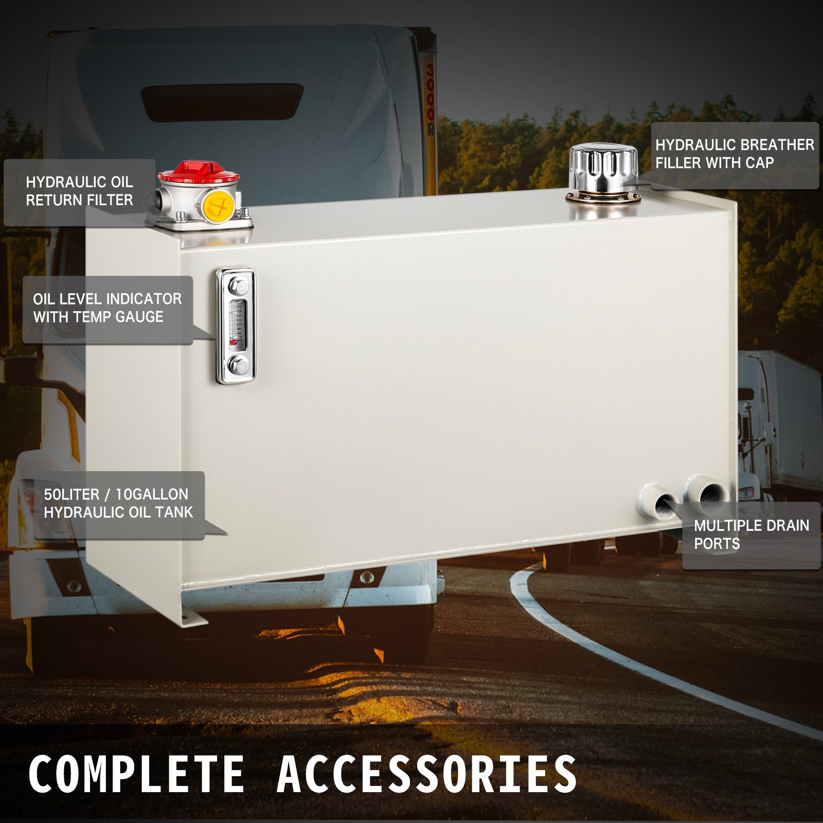 Tanque De Aceite Hidráulico, Tanque De Combustible 50 L, Con Indicador Y Filtro