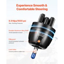 VEVOR Kit de Dirección Hidráulica para Fueraborda 150 HP 550 x 145 x 60 mm Negro