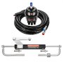 VEVOR Kit de Dirección Hidráulica Fueraborda 90 HP, con Volante, Bomba de Timón, Cilindro Hidráulico y 2 Mangueras para Embarcaciones Marinas Monomotor de Una Sola Estación, 526 x 170 x 70 mm