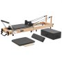 VEVOR Pilates Reformer 2.4 m Foldable Pilates Machine 181 kg Maple Wood, for Home Use and Gym Workout, with Jump Board, Music Wire Springs, and Sitting Box, Suitable for Advanced and Beginners Users