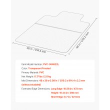 VEVOR Alfombra Protectora para Suelos Alfombrados 1219,2 x 914,4 mm Alfombrillas de PVC para Silla de Oficina Antideslizante Fácil de Limpiar Deslizamiento Suave para Hogar, Oficina, Transparente