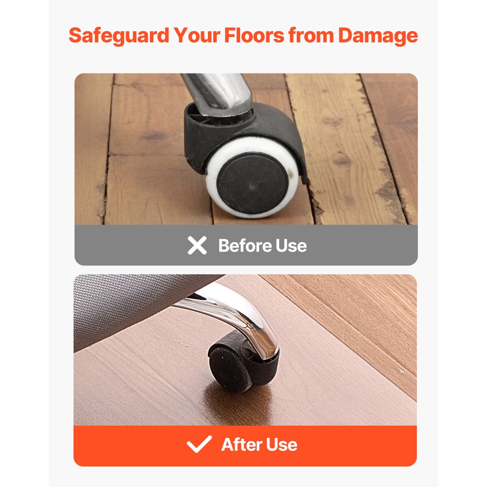 VEVOR Alfombra Protectora para Suelos Duros 1219,2 x 762 mm Rectangular Alfombrillas de PVC para Silla de Oficina Antideslizante Fácil de Limpiar Deslizamiento Suave para Hogar, Oficina, Transparente