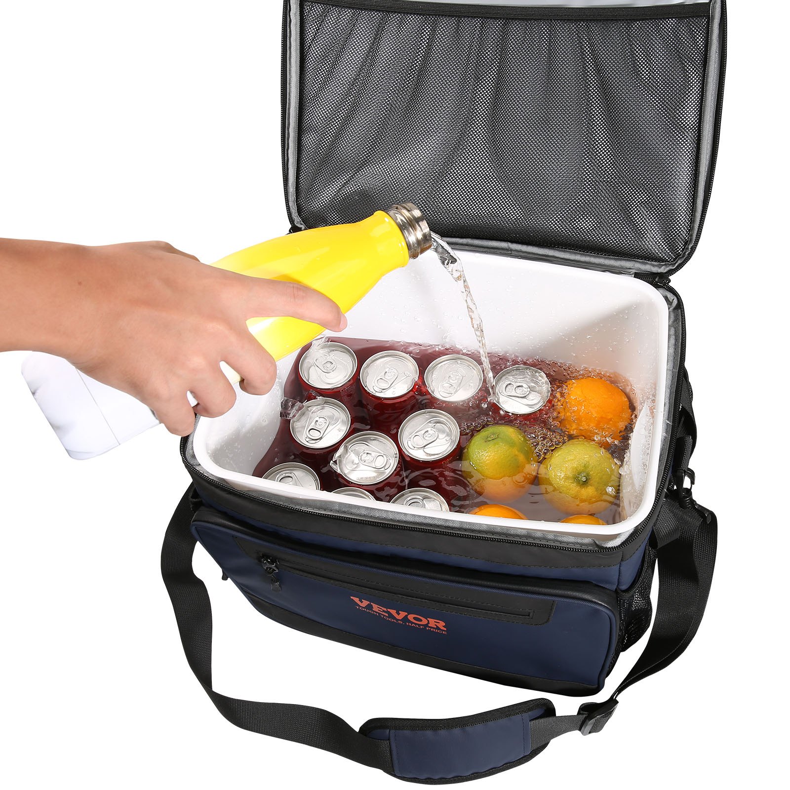 VEVOR Bolsa Térmica 24 Latas Nevera Portátil Impermeable 31x23x24,5 cm Bolsa Nevera Oxford 600D PEVA con Cremallera Correa de Hombro Bolsa Nevera Lateral Blanda para Pícnic, Camping, Viajes, Playa