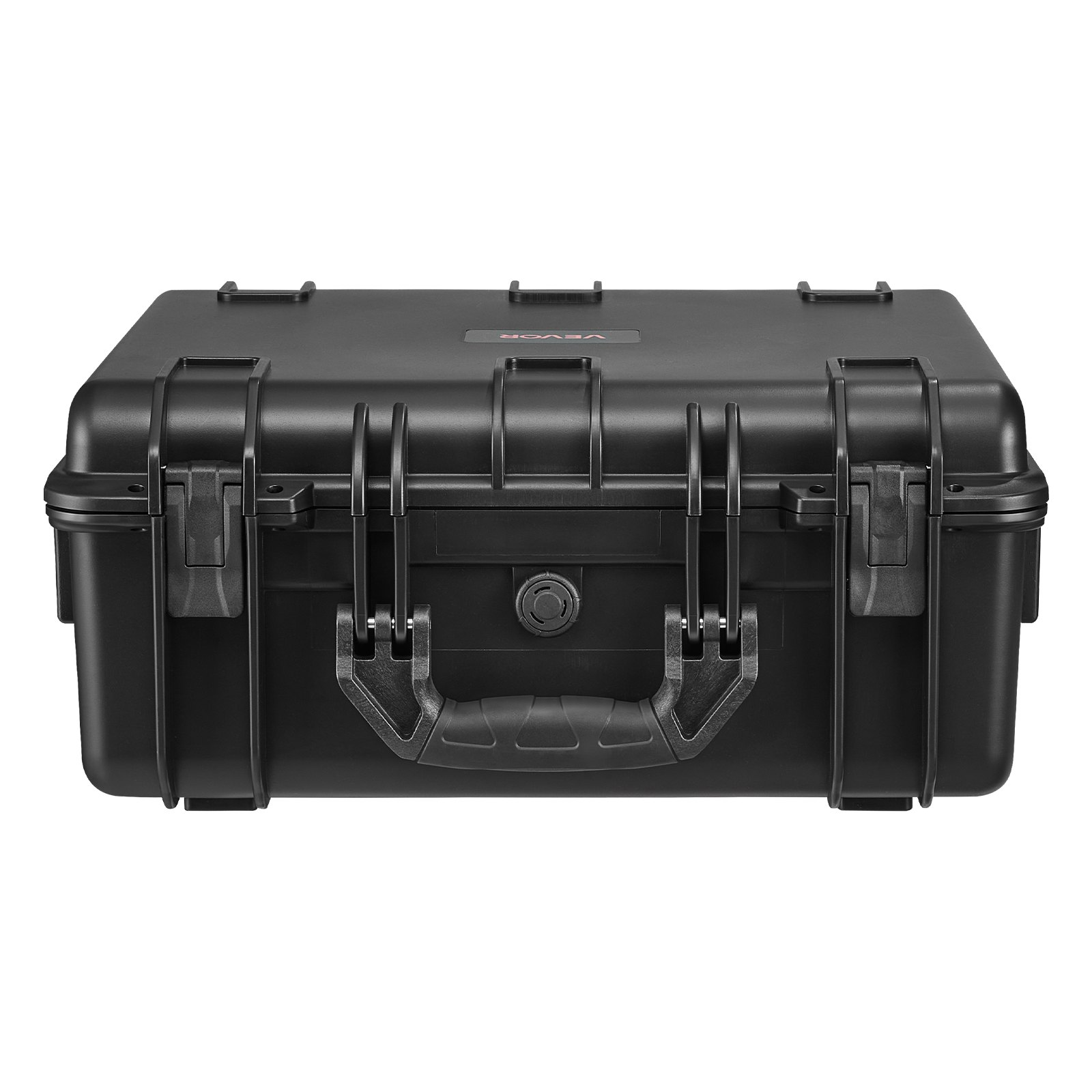 VEVOR Estuche Rígido para Pistola con Revestimiento de Espuma XPE, Funda para 6 Pistolas, Resistente al Agua y Polvo con Interior Personalizable y Asa 475 x 415 x 215 mm, Negro, Cumple con la TSA