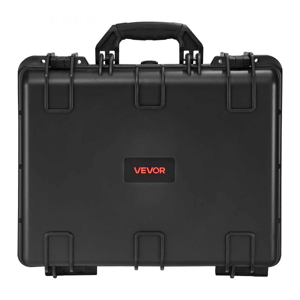 VEVOR Estuche Rígido para Pistola con Revestimiento de Espuma XPE, Funda para 5 Pistolas, Resistente al Agua y Polvo con Interior Personalizable y Asa 475 x 415 x 215 mm, Negro, Cumple con la TSA