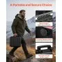 VEVOR Estuche Rígido para Pistola con Revestimiento de Espuma XPE, Funda para 7 Pistolas, Resistente al Agua y Polvo con Interior Personalizable y Asa 491 x 434 x 211 mm, Negro, Cumple con la TSA