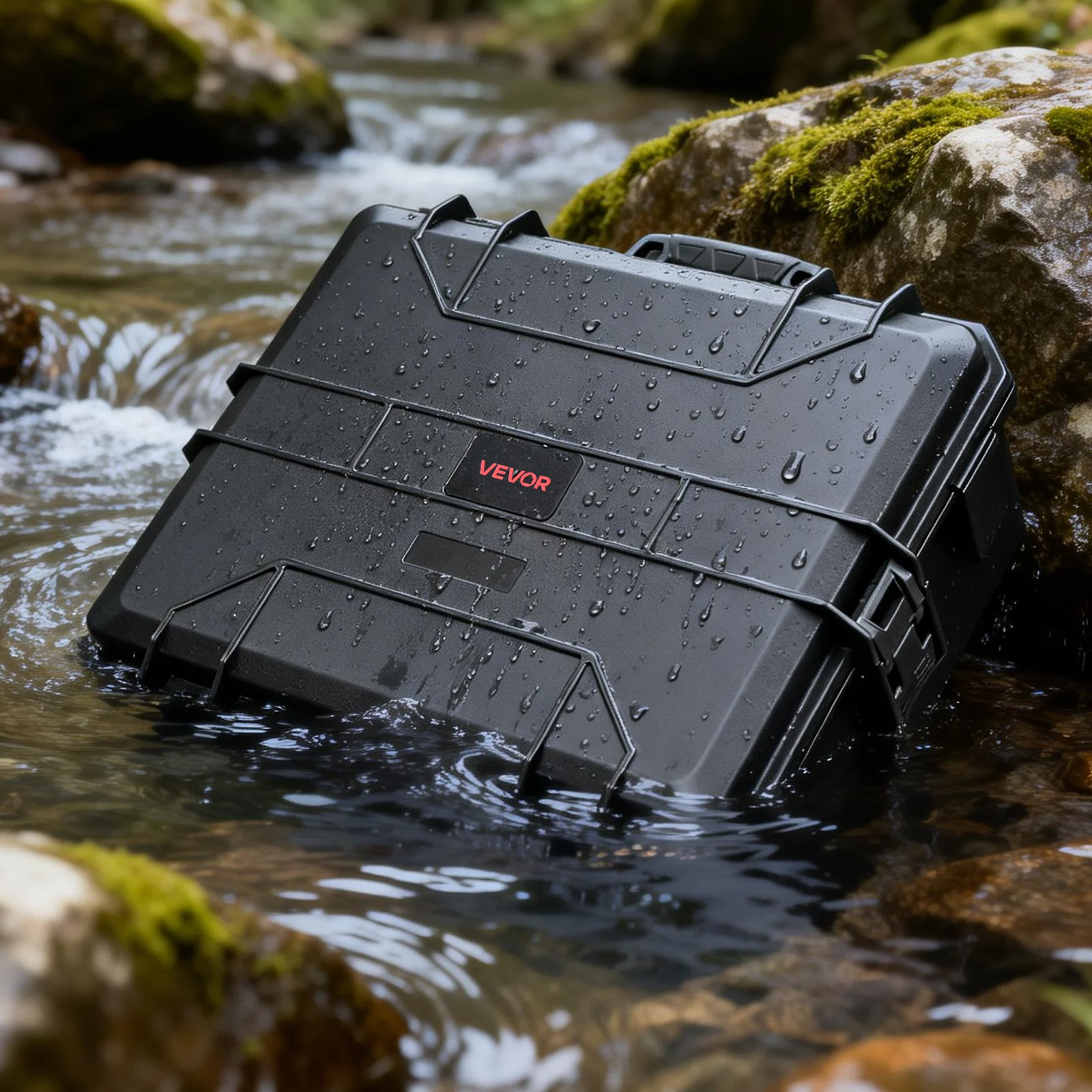 VEVOR Estuche Rígido para Pistola con Revestimiento de Espuma XPE, Funda para 8 Pistolas, Resistente al Agua y Polvo con Interior Personalizable y Asa 556 x 455 x 225 mm, Negro, Cumple con la TSA