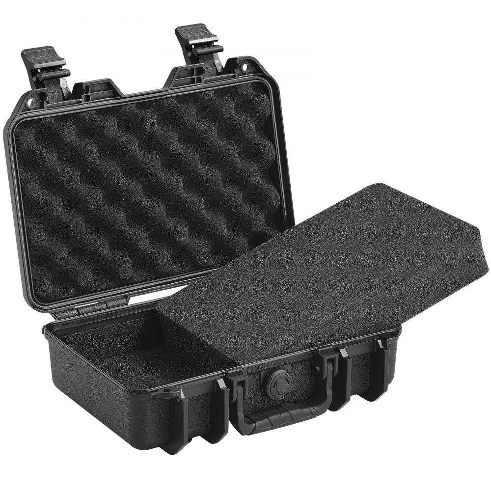 VEVOR hard case for pistols with pre-cut PU foam, waterproof and dustproof hard case for 1 pistol, 12.59 × 9.01 × 4.4 inches, lockable pistol case, black