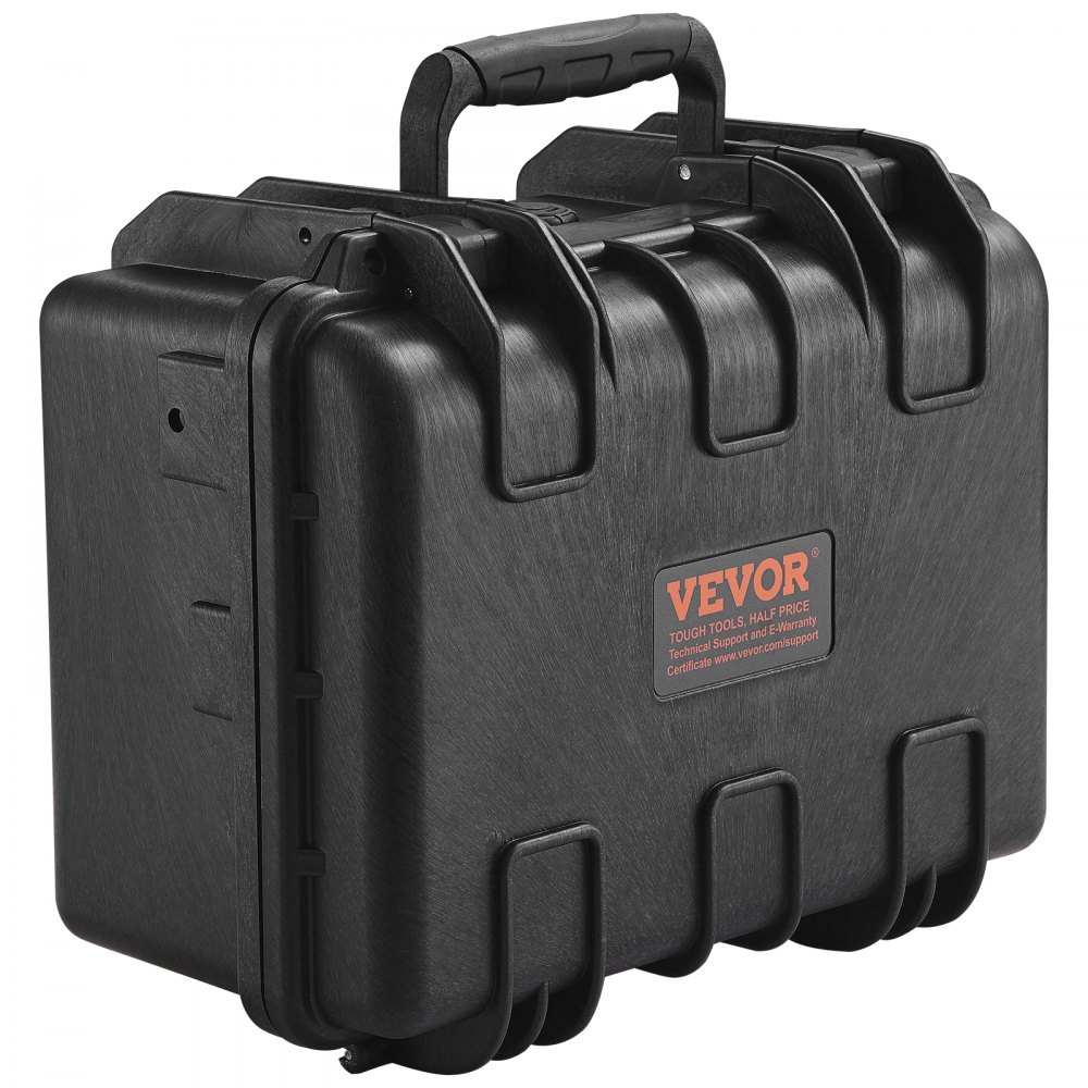 VEVOR hard case for pistols with pre-cut PU foam, waterproof and dustproof hard case for 2 pistols, 14.1 × 11.5 × 7.6 inches, lockable pistol case, black