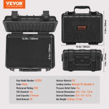 VEVOR Estuche Rígido para Armas con Cerradura 365 x 295 x 197 mm para 2 Armas