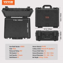 VEVOR Estuche Rígido de Arma con Forro Precortado para 5 Pistolas 475x415x223mm