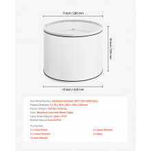 VEVOR Pantalla de Lámpara 2 Piezas con Arpa 29x32x24,5 cm Blanco con Borde Negro