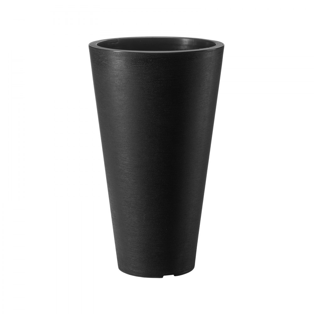 VEVOR Jardineras Altas de 590 mm 2 Piezas Jardineras Grandes para Plantas Jardineras Redondas Cónicas para Porche Delantero Macetas para Plantas de Árboles Diseño Moderno Drenaje Incorporado, Negro