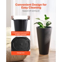 VEVOR Jardineras Altas 2 Piezas de Forma Cónica Redonda de 590 mm, Negro