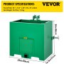 VEVOR Caja de lastre de 3 puntos capacidad de 800 libras receptor de enganche estándar de 2 pulgadas caja de lastre para tractor con volumen de 5 pies cúbicos se adapta a la categoría 1, verde