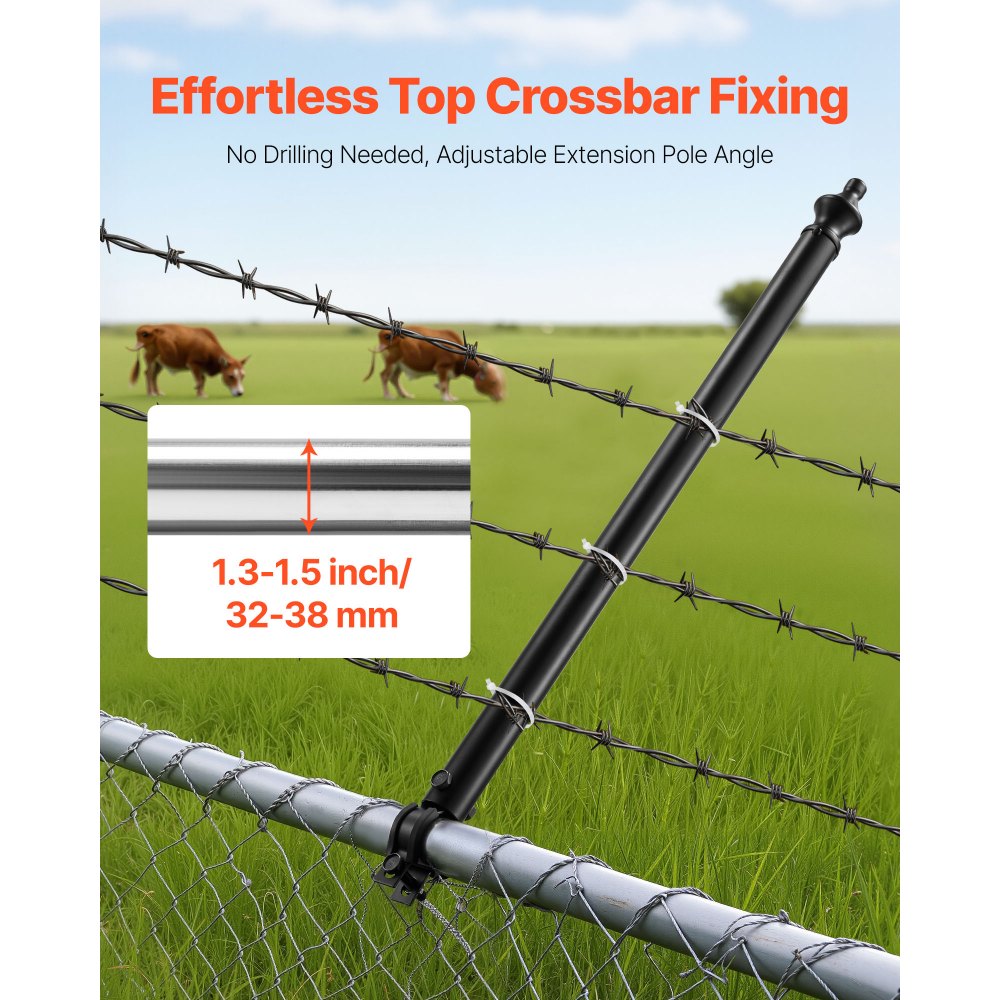 VEVOR 9 PCS Extensiones de Cerca de Alambre de Cadena, Extensor de Poste Galvanizado de Cerca de 69,5 cm, Soporte en U Brazo Extensible de Alambre de Púas para Evitar que Las Mascotas Salten