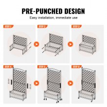 VEVOR Cama de Jardín Elevada con Enrejado 2 Piezas Jardinera Elevada Independiente de Madera 75x33x156cm para Exterior con Orificios de Drenaje para Plantas Trepadoras, Flores, Jardín, Terraza, Balcón