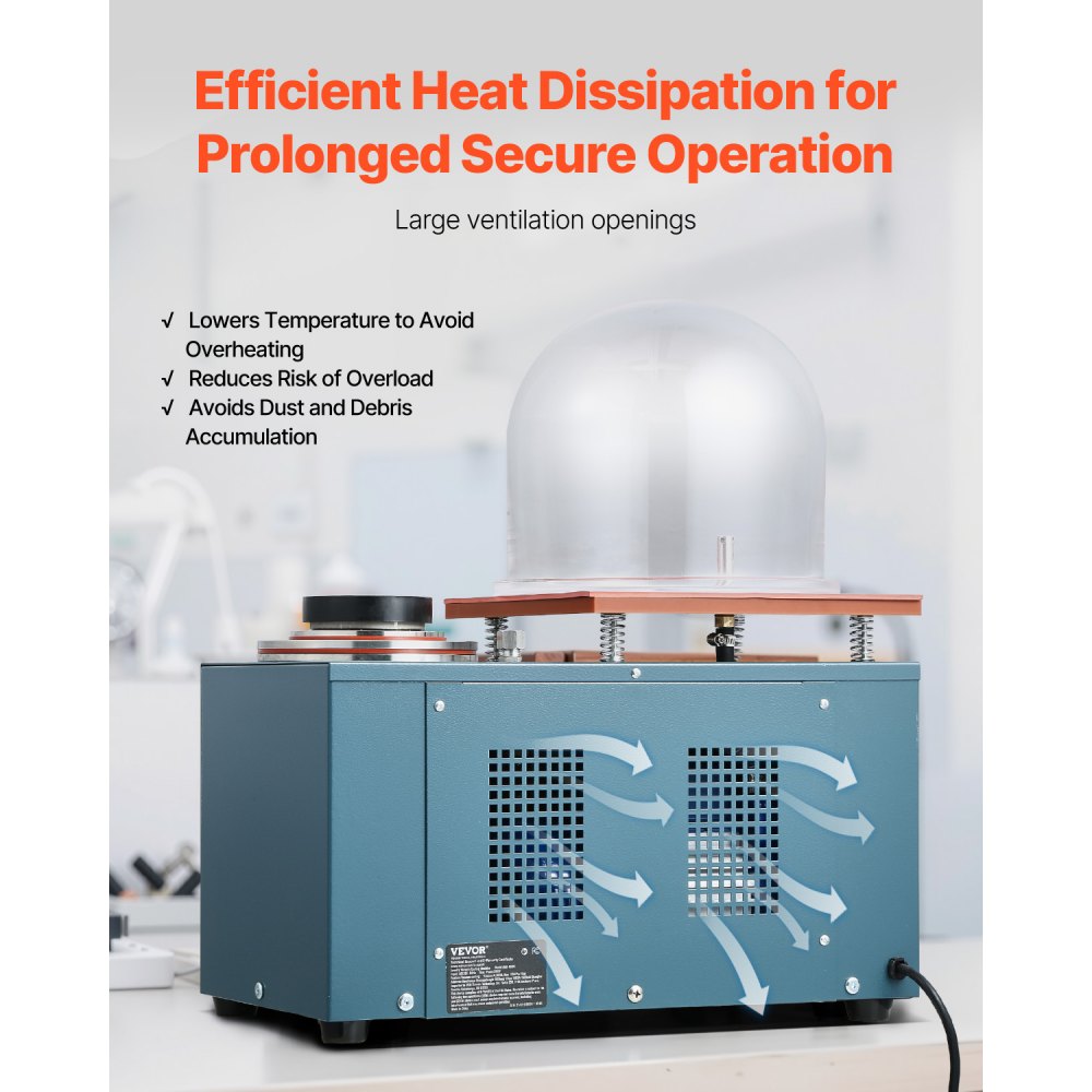 VEVOR 290 W Máquina de Fundición al Vacío con Bomba de 3 CFM y Campana de Cristal, Práctico Puerto de Inyección de Aceite, Manómetro de Precisión, Banco de Trabajo para Fundir Joyas y Chatarra