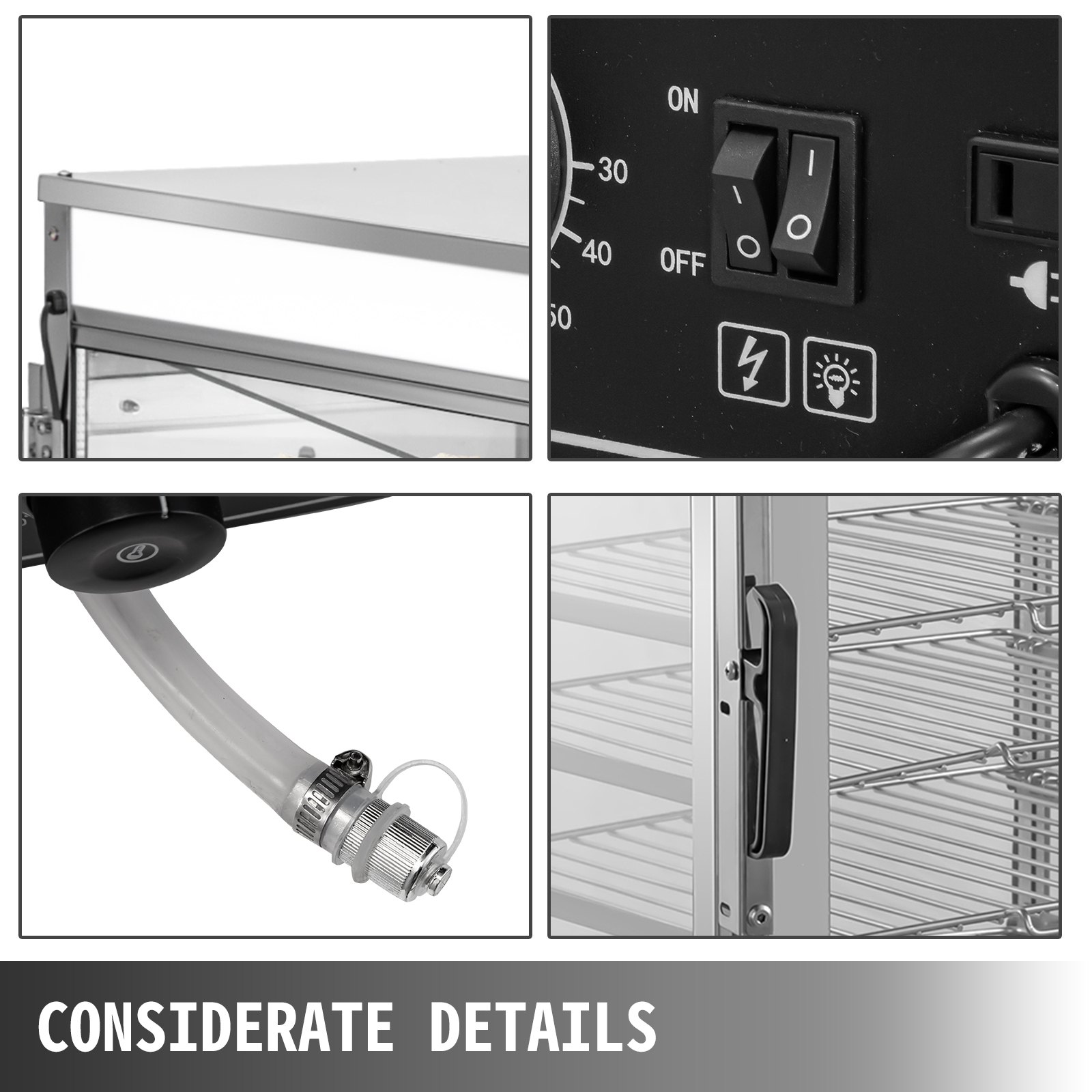 VEVOR Vaporizador Eléctrico Comercial de 5 Capas, Vaporizador de Alimentos Eléctrico Comercial de Acero Inoxidable, Armario Vitrina Calentador de Alimentos 900 W Vapor Comercial de Bollos 300 x 300 mm