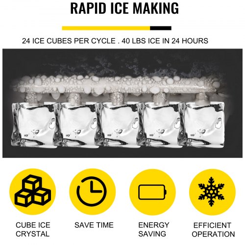 Máquina De Hielo Portátil 18kg/24h 24pcs Para Cúbitos De Hielo Con Indicador Led
