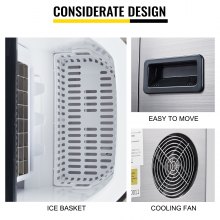 VEVOR Fabricador De Hielo Máquina de Hielo Portátil 18kg/24h 24uds Para Cúbitos de Hielo Con Indicador Led