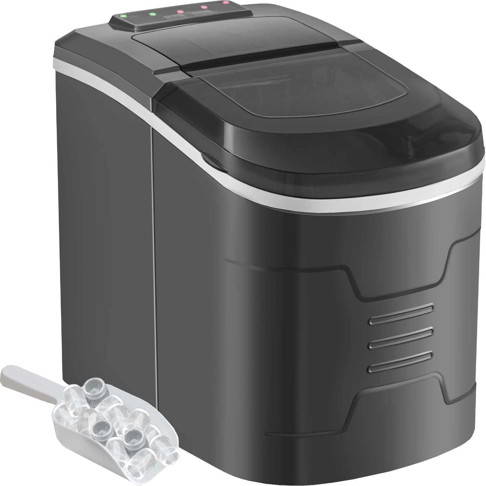 VEVOR Máquina de Hielo de Material de La Carcasa ABS, 110 W Máquina para Hacer Hielo con Capacidad 9 Piezas / Ciclo, 12 kg / 24 horas, Máquina de Cubitos, Silencioso, Almacenamiento de Hielo 680 g