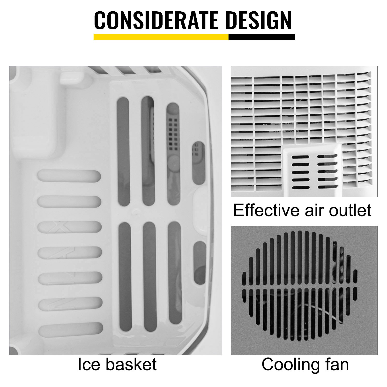 VEVOR Máquina de Hielo de Material de La Carcasa ABS, 110 W Máquina para Hacer Hielo con Capacidad 9 Piezas / Ciclo, 12 kg / 24 horas, Máquina de Cubitos, Silencioso, Almacenamiento de Hielo 680 g