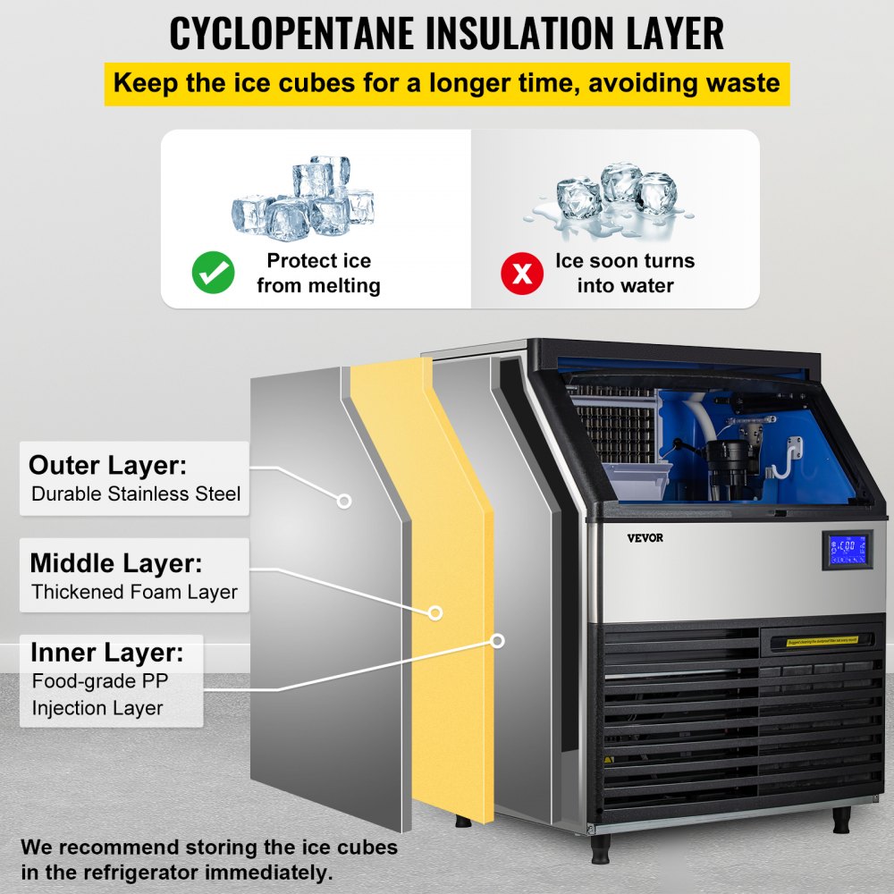 130kg Máquina De Hielo Máquina Para Hacer Hielo Con Control Automático De Lcd