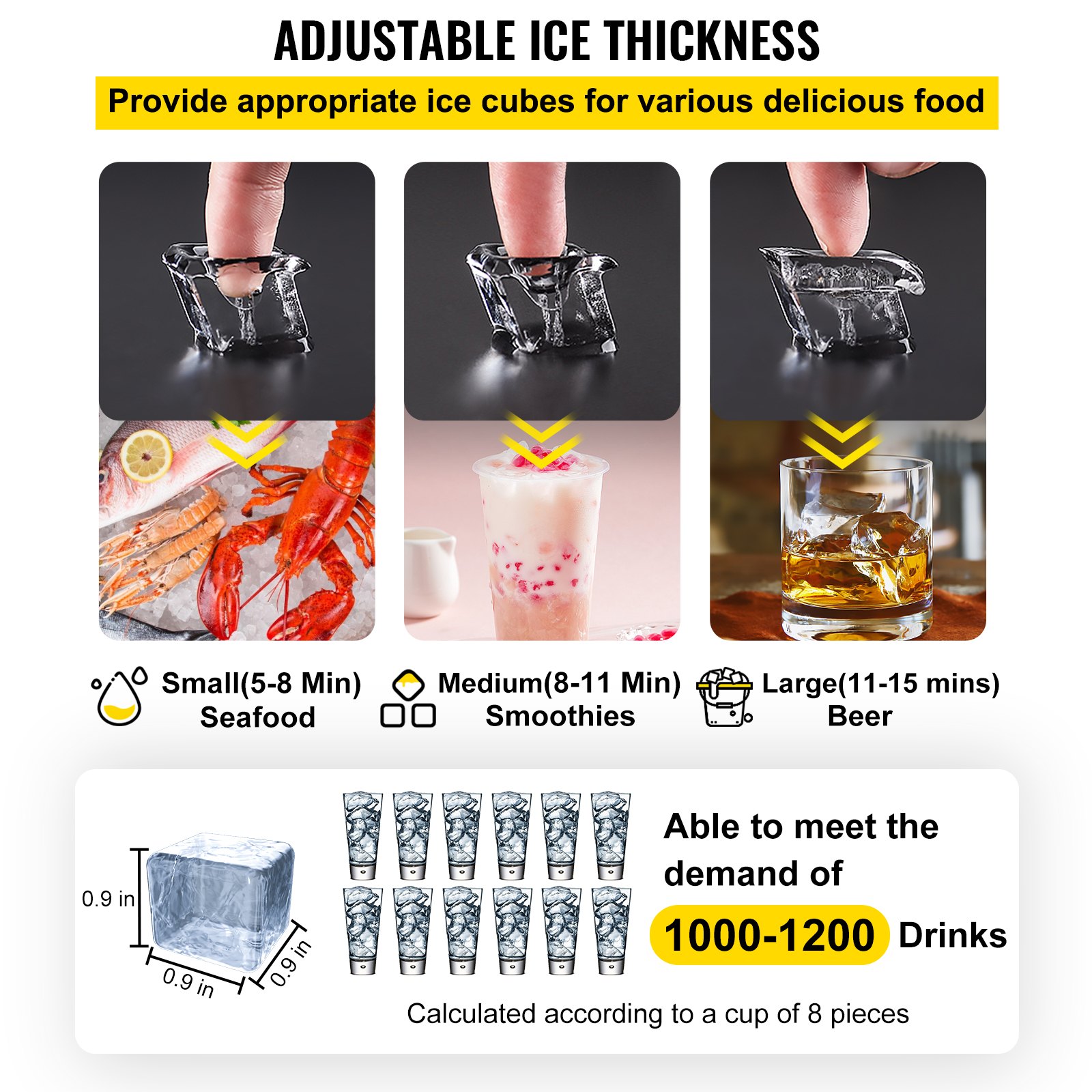 130kg Máquina De Hielo Máquina Para Hacer Hielo Con Control Automático De Lcd