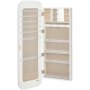 VEVOR Mirror Jewelry Cabinet, 1080 mm Tall, Full-Length Mirror with Storage, Wall Mount/Over the Door Jewelry Armoire Organizer, Rounded Design, Lockable with 2 Keys and a Travel Organizer, White