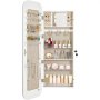 VEVOR Mirror Jewelry Cabinet, 1080 mm Tall, Full-Length Mirror with Storage, Wall Mount/Over the Door Jewelry Armoire Organizer, Rounded Design, Lockable with 2 Keys and a Travel Organizer, White