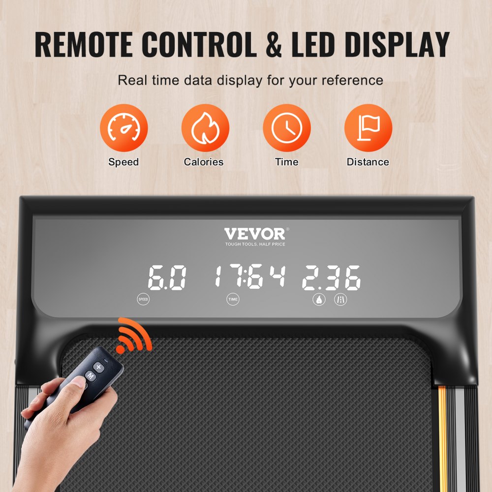 VEVOR Walking Pad, cinta de correr debajo del escritorio para oficina en casa, máquina para caminar y trotar, capacidad de 265 libras, almohadilla para caminar liviana y portátil de 2.5 HP, con control remoto y pantalla LED