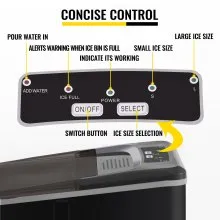 VEVOR Máquina de Hielo de Material de La Carcasa ABS, 110 W, Máquina para Hacer Hielos con Capacidad 9 / Ciclo, Negro, Máquina de Cubitos Silenciosa, Almacenamiento de Hielo 700 g con Pantalla LCD