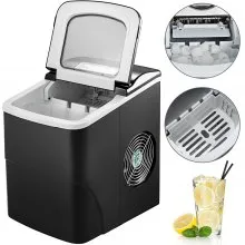 VEVOR Máquina de Hielo de Material de La Carcasa ABS, 110 W, Máquina para Hacer Hielos con Capacidad 9 / Ciclo, Negro, Máquina de Cubitos Silenciosa, Almacenamiento de Hielo 700 g con Pantalla LCD