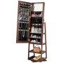 VEVOR 360° Swivel Jewelry Cabinet, 1550 mm Tall, Full-Length Mirror with Storage, Standing Rotatable Jewelry Armoire Organizer, Lockable Door with 2 Keys, Accessory Pouches, and Storage Shelves