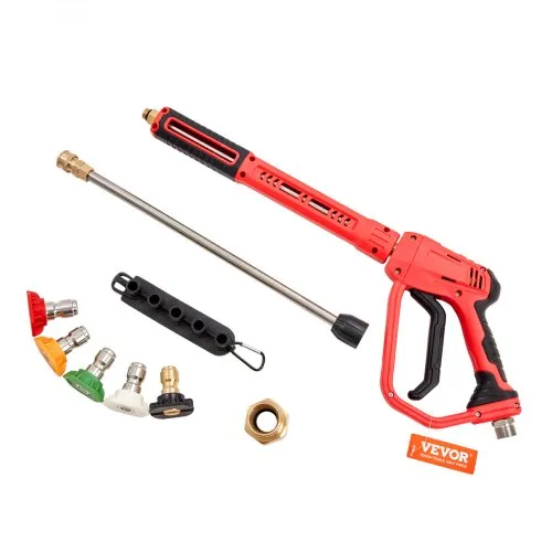VEVOR Pistola de lavado a presión, 4000 PSI, varilla de extensión de repuesto para lavado a presión, manguera de entrada M22-14 mm salida de 1/4", mango limpiador con 5 puntas de boquilla