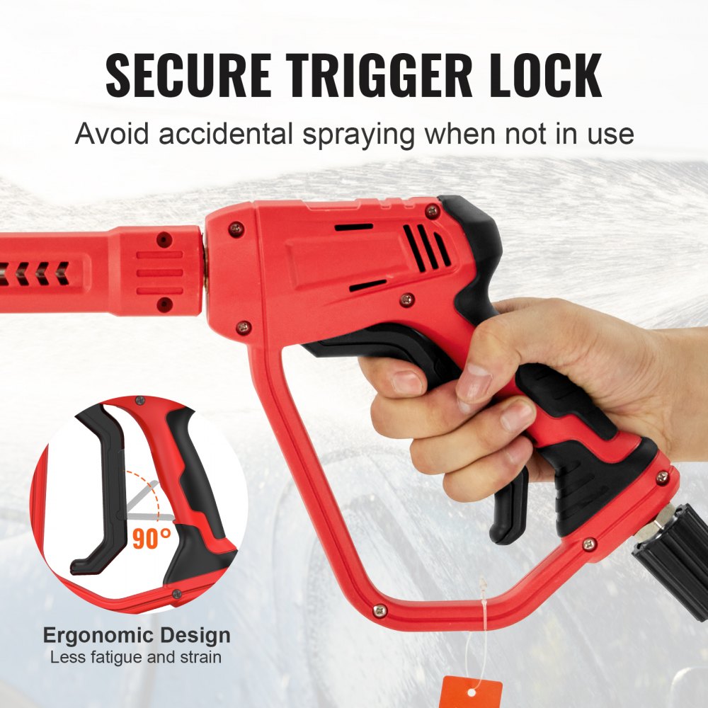 VEVOR Pistola de lavado a presión, 4000 PSI, varilla de extensión de repuesto para lavado a presión, manguera de entrada M22-14 mm salida de 1/4", mango limpiador con 5 puntas de boquilla